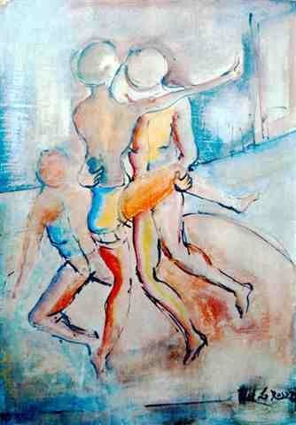 Pittura intitolato "ballerini" da Piero La Rosa, Opera d'arte originale