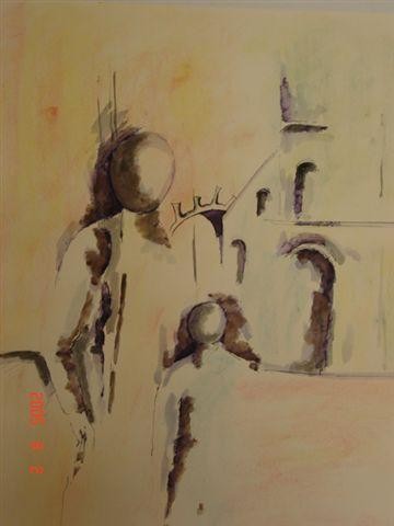 Pittura intitolato "la passeggiata" da Piero La Rosa, Opera d'arte originale