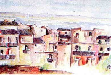 Pittura intitolato "Paesaggio Calabrese" da Piero La Rosa, Opera d'arte originale, Acquarello