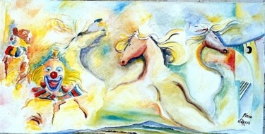 Malerei mit dem Titel "al circo" von Piero La Rosa, Original-Kunstwerk, Öl