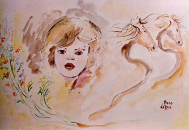 Pintura intitulada "maria vittoria" por Piero La Rosa, Obras de arte originais, Óleo