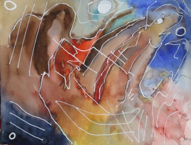 Peinture intitulée "Spontan...aimant" par Pierre-Alain Mathieu, Œuvre d'art originale, Aquarelle
