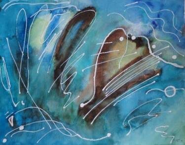 Peinture intitulée "Comme l'eau, delà" par Pierre-Alain Mathieu, Œuvre d'art originale, Aquarelle