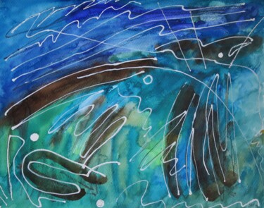 Malerei mit dem Titel "Chapeau d'eau" von Pierre-Alain Mathieu, Original-Kunstwerk, Aquarell