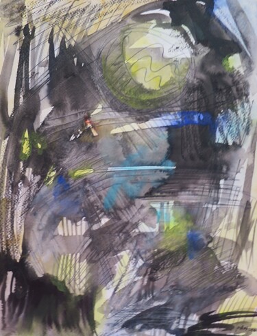 Peinture intitulée "La terre tourne" par Pierre-Alain Mathieu, Œuvre d'art originale, Encre