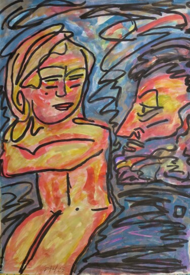 Peinture intitulée "Quand le peintre pe…" par Pierre-Alain Mathieu, Œuvre d'art originale, Aquarelle