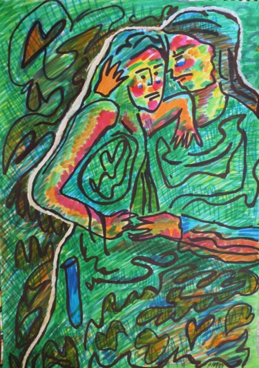 Malerei mit dem Titel "Saint Valentin a un…" von Pierre-Alain Mathieu, Original-Kunstwerk, Marker