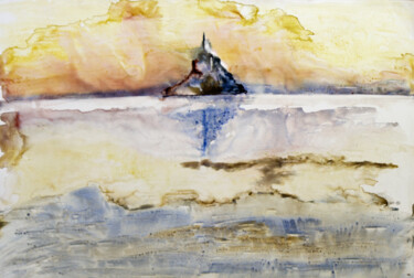 绘画 标题为“Mont St Michel” 由Pierre Alix, 原创艺术品, 水彩