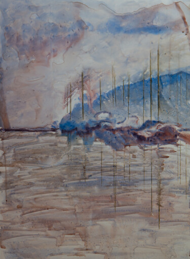 Peinture intitulée "lever de soleil" par Pierre Alix, Œuvre d'art originale, Aquarelle