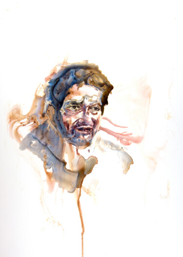 Peinture intitulée "homme de la rue 22" par Pierre Alix, Œuvre d'art originale, Aquarelle