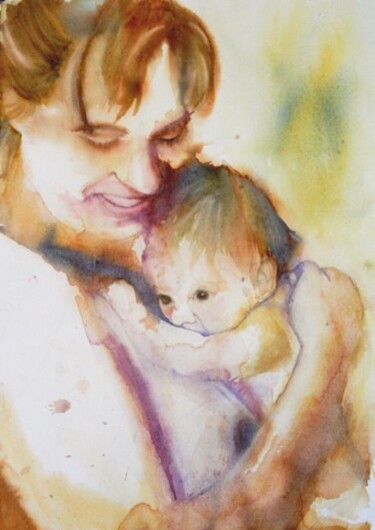 Peinture intitulée "Mère" par Pierre Alix, Œuvre d'art originale