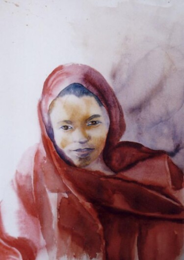 Peinture intitulée "Femme mauritanienne" par Pierre Alix, Œuvre d'art originale