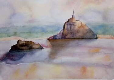 Pintura intitulada "Le Mont Saint-Michel" por Pierre Alix, Obras de arte originais