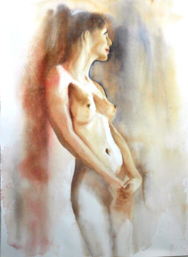 Painting titled "Nu debout" by Pierre Alix, Original Artwork, Oil