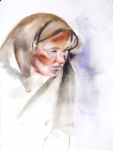 Painting titled "mauritanienne4redui…" by Pierre Alix, Original Artwork, Watercolor