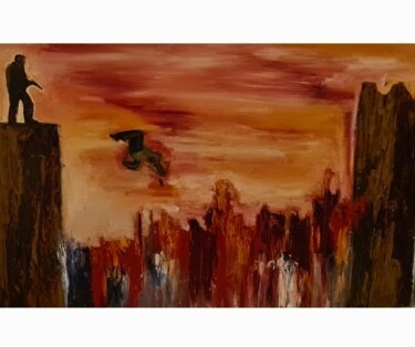 Painting titled "Chute" by Pierre Ann Dargent, Original Artwork, Oil