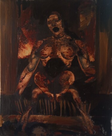 Malarstwo zatytułowany „Hurlement” autorstwa Pierre Ann Dargent, Oryginalna praca, Olej