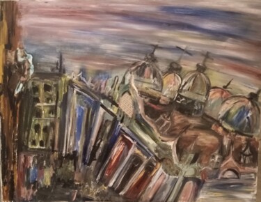 Malerei mit dem Titel "Place Saint-Marc" von Pierre Ann Dargent, Original-Kunstwerk, Öl