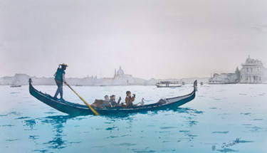 Painting titled "Venise-Le grand-can…" by Pierre Gueroult, Original Artwork, Watercolor