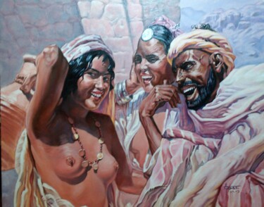 Pintura titulada "«IMAGE D'AFRIQUE DU…" por Pierre Arbassette, Obra de arte original, Oleo Montado en Bastidor de camilla de…