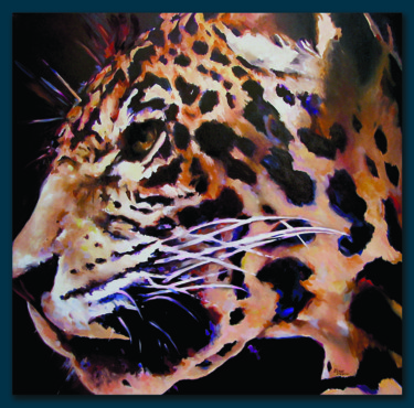 Painting titled "profil-felin.jpg" by Pierre Asencio, Original Artwork, Oil