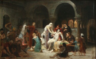 绘画 标题为“Sainte Elisabeth de…” 由Pierre Auguste Cot, 原创艺术品, 油