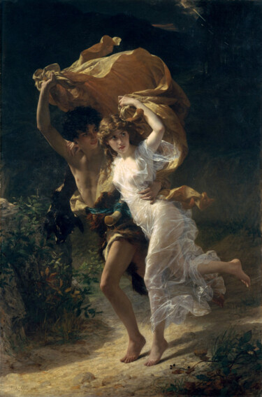 Painting titled "La tempête" by Pierre Auguste Cot, Original Artwork, Oil