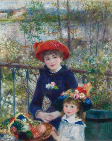 Pintura titulada "Sur la terrasse" por Pierre Auguste Renoir, Obra de arte original, Oleo