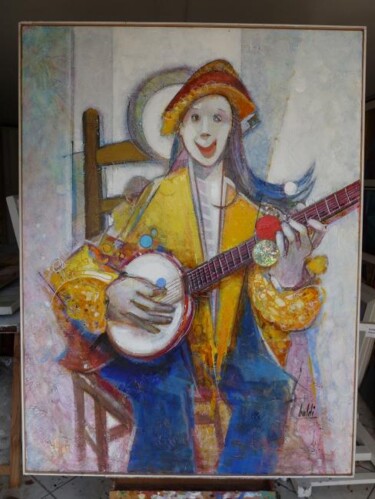 Painting titled "Pierro le musicien" by Pierre Baldi, Original Artwork