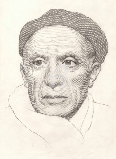 Dessin intitulée "Picasso (dessin pré…" par Pierre Bara, Œuvre d'art originale, Crayon
