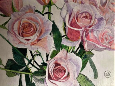 Dessin intitulée "Les roses de Valent…" par Pierre Bayet, Œuvre d'art originale, Crayon
