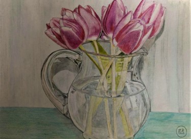 Drawing titled "Les tulipes" by Pierre Bayet, Original Artwork, Pencil