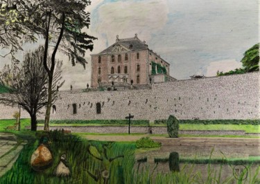 Dessin intitulée "Château de Bomal" par Pierre Bayet, Œuvre d'art originale, Crayon