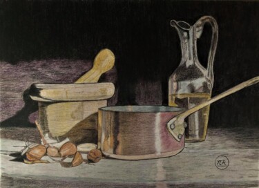 Dessin intitulée "Retour en cuisine" par Pierre Bayet, Œuvre d'art originale, Crayon