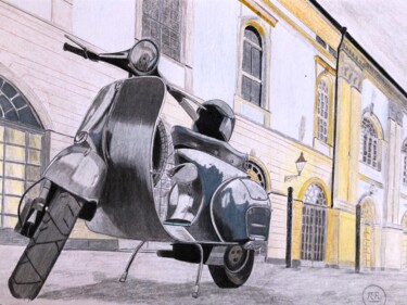 Drawing titled "Vespa, la guêpe ita…" by Pierre Bayet, Original Artwork, Pencil