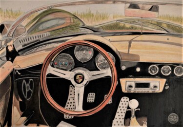 Drawing titled "Porsche 356" by Pierre Bayet, Original Artwork, Pencil