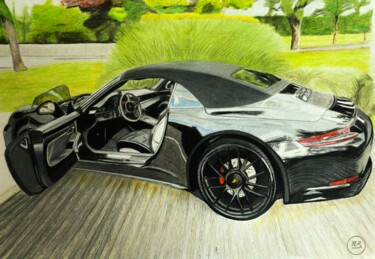 Desenho intitulada "Porsche 911 Carrera…" por Pierre Bayet, Obras de arte originais, Lápis