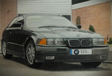 Desenho intitulada "BMW 323i coupé (199…" por Pierre Bayet, Obras de arte originais, Lápis