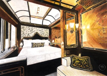 Dibujo titulada "Orient Express" por Pierre Bayet, Obra de arte original, Lápiz