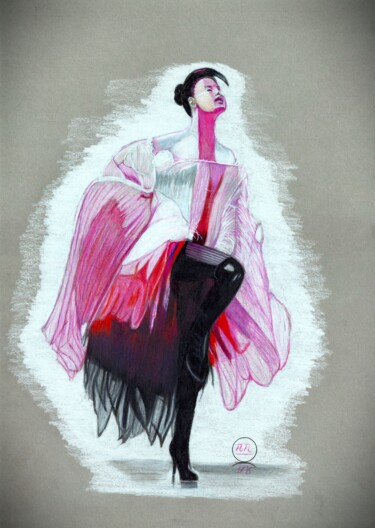 Dibujo titulada "La danseuse rose" por Pierre Bayet, Obra de arte original, Lápiz