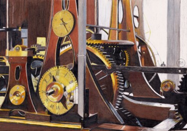 Zeichnungen mit dem Titel "Le temps en mouveme…" von Pierre Bayet, Original-Kunstwerk, Bleistift