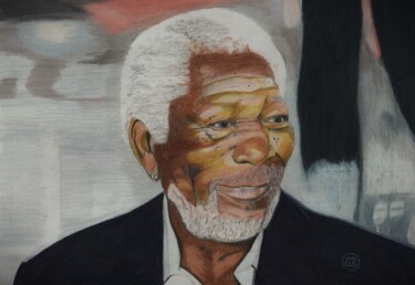 Zeichnungen mit dem Titel "Morgan Freeman en d…" von Pierre Bayet, Original-Kunstwerk, Bleistift