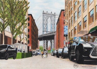 Drawing titled "New York" by Pierre Bayet, Original Artwork, Pencil