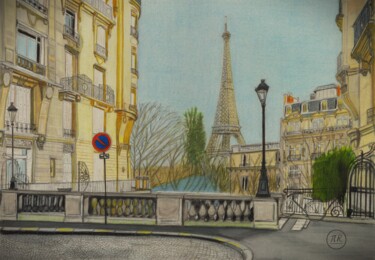 Tekening getiteld "Paris, si tu veux…" door Pierre Bayet, Origineel Kunstwerk, Potlood