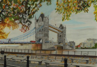 Dessin intitulée "London, here am I." par Pierre Bayet, Œuvre d'art originale, Crayon