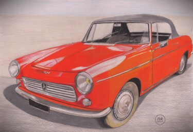 Zeichnungen mit dem Titel "Peugeot 404 cabriol…" von Pierre Bayet, Original-Kunstwerk, Bleistift