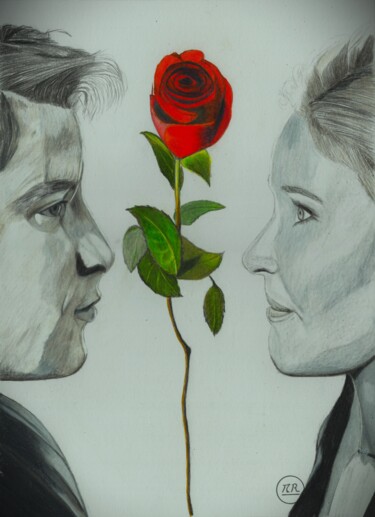 Tekening getiteld "Harmonie rose" door Pierre Bayet, Origineel Kunstwerk, Potlood