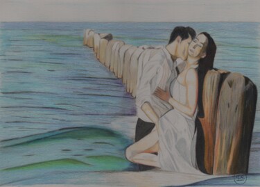 Dibujo titulada "summerkiss" por Pierre Bayet, Obra de arte original, Lápiz