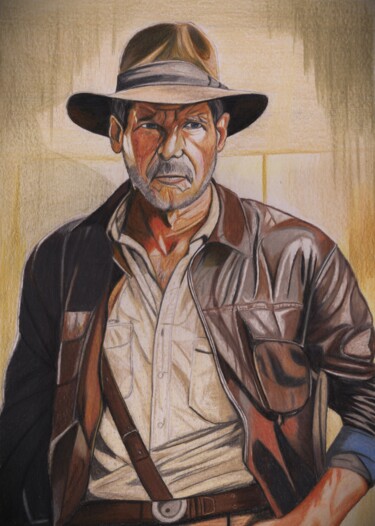 Disegno intitolato "Indiana Jones" da Pierre Bayet, Opera d'arte originale, Matita
