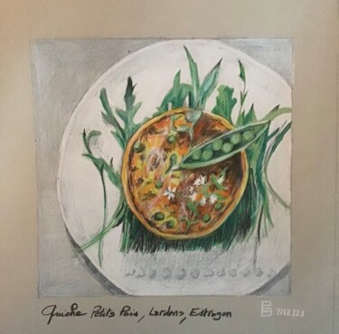 Drawing titled "Quiche petits pois" by Pierre Bourban, Original Artwork, Pencil